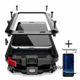 Tempered glass+Full Protective Luxury Doom Armor Metal Case For Samsung