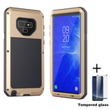 Tempered glass+Full Protective Luxury Doom Armor Metal Case For Samsung